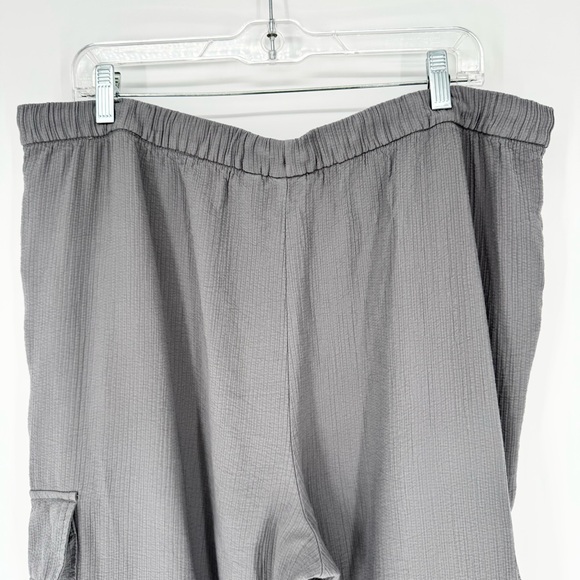 GAP Size XL TALL High Rise Crinkle Texture Pull-On Wide Leg Cargo Pants Grey - Picture 15 of 16